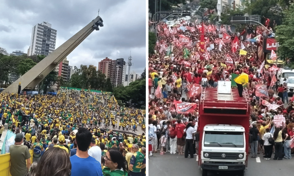centro-de-campinas-tem-atos-de-apoio-a-lula-e-flavio-bolsonaro-na-vespera-da-eleicao